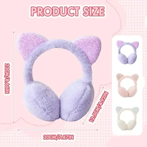 ESYFOR Paraorecchie per Bambini, 2 Pezzi Scaldabagni Morbidi in Peluche Regolabili Caldo Antivento Copriauricolari miniatura 3