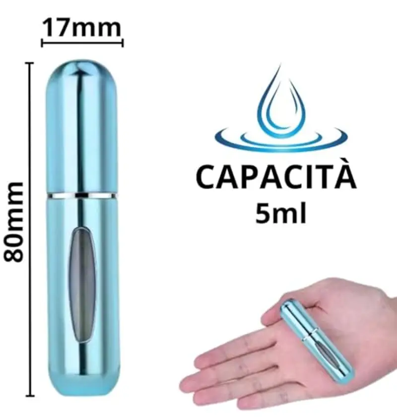 ETISEN, 3 Pezzi 5ml Atomizzatore di Profumo, Ricaricabile Spruzzino Profumo, Mini bottiglia spray portatile, Spruzzatore per bottiglie di profumo con finestra, Buono per viaggi (Blu, oro, rosa) miniatura 2