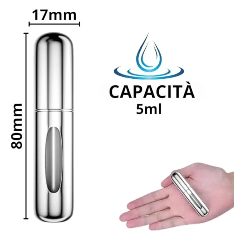 ETISEN, 5 x 5 ml atomizzatore profumo ricaricabile, mini flacone spray portatile, nebulizzatore di colonia ricaricabile, profumo in miniatura senza perdite, flacone. Ideale per feste, viaggi miniatura 2