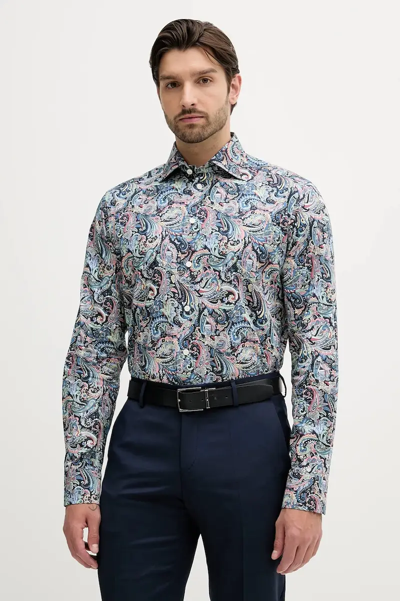 camicia in cotone colore blu navy 100013133