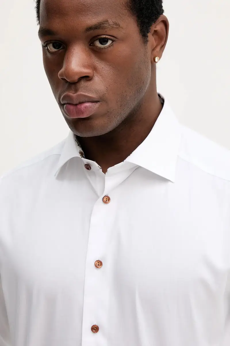 camicia in cotone uomo colore bianco 100013892 miniatura 4