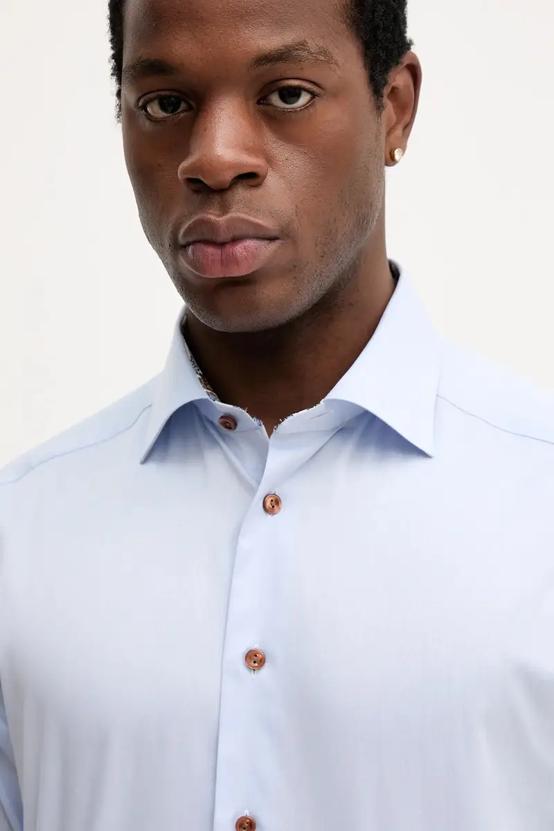 camicia in cotone uomo colore blu 100013892 miniatura 4