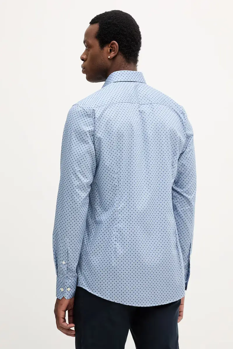 camicia in cotone uomo colore blu 100013947 miniatura 3