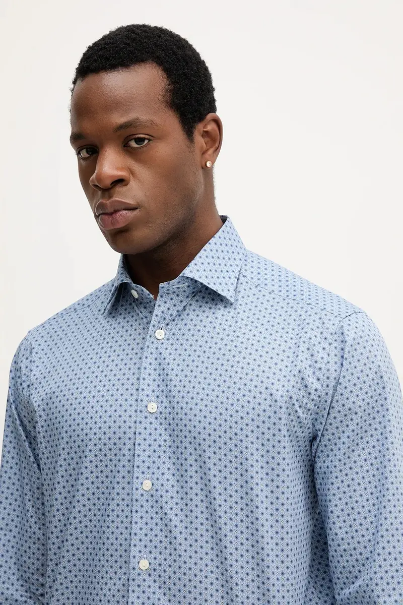 camicia in cotone uomo colore blu 100013947 miniatura 4