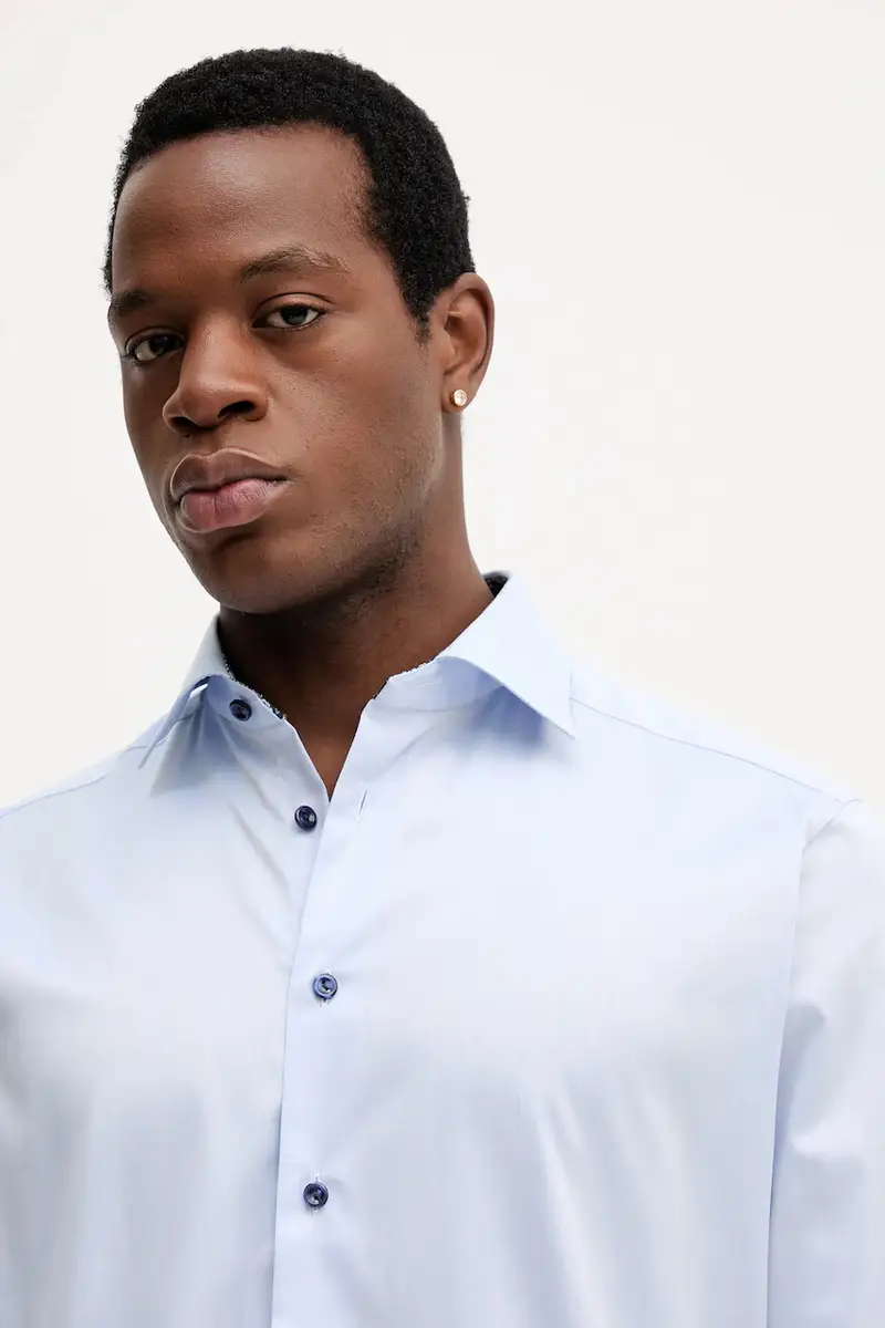 camicia in cotone uomo colore blu 100014396 miniatura 4