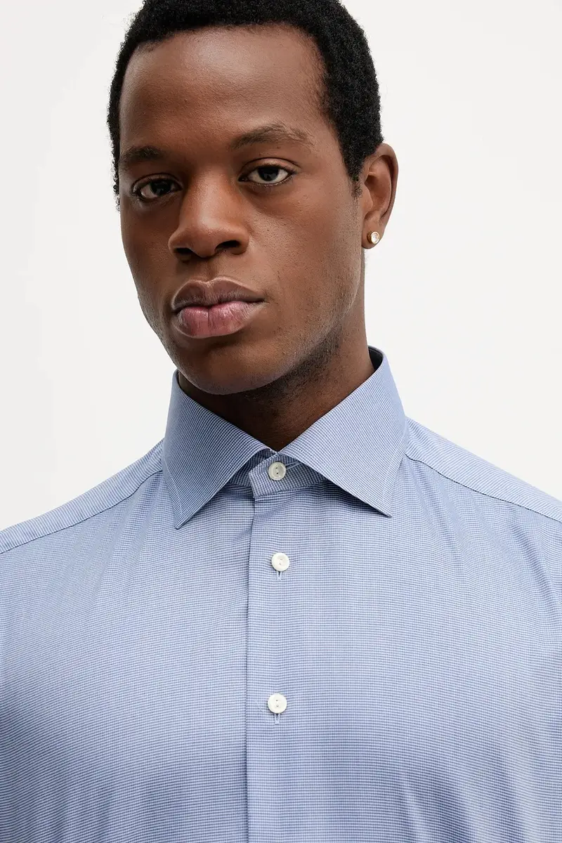 camicia in cotone uomo colore blu 100014442 miniatura 4