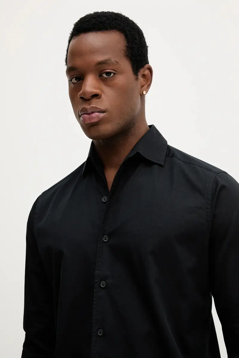 camicia in cotone uomo colore nero 100013973 miniatura 4