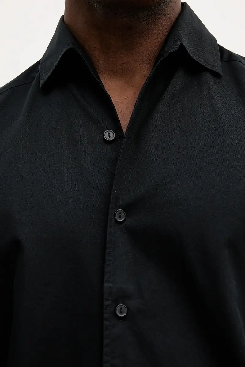 camicia in cotone uomo colore nero 100013973 miniatura 5