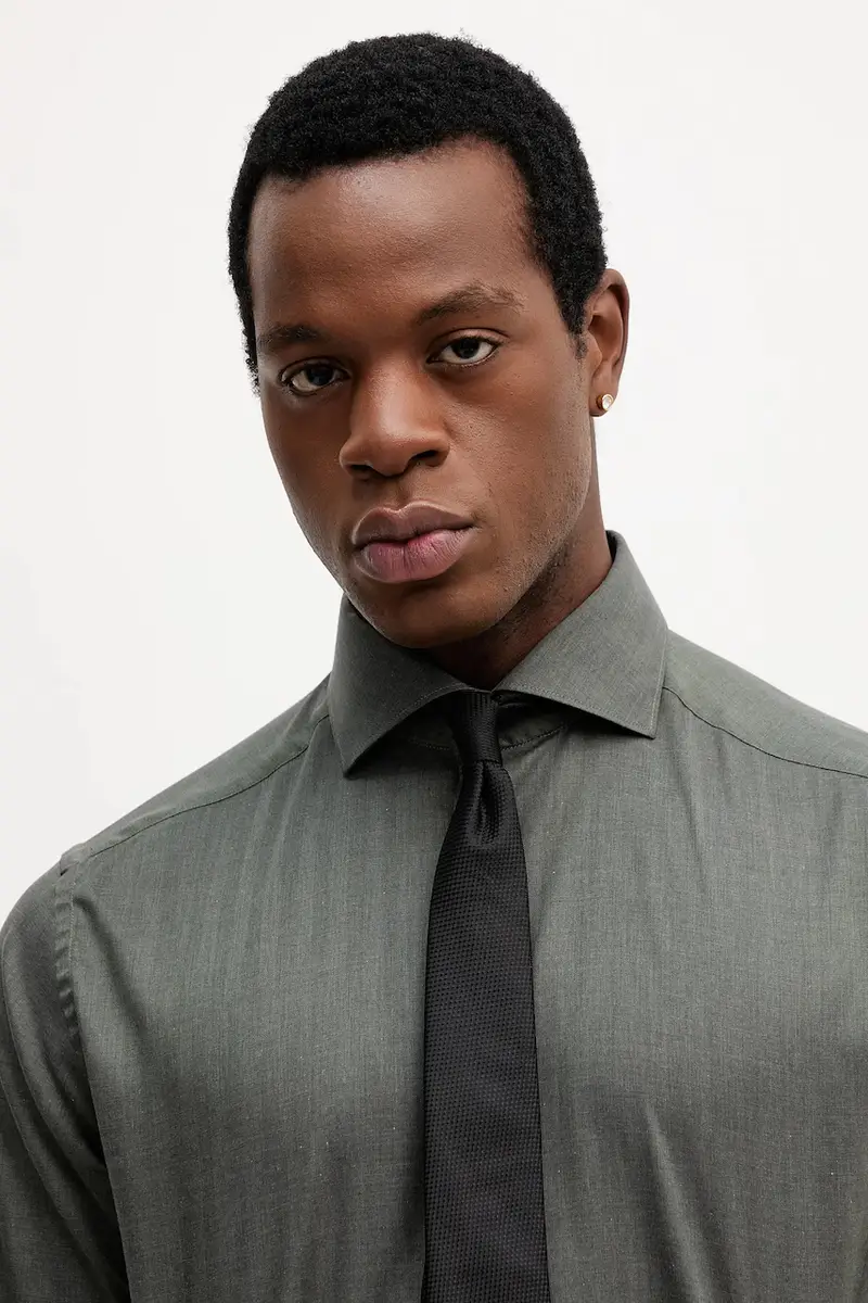 camicia in cotone uomo colore verde 100013963 miniatura 4