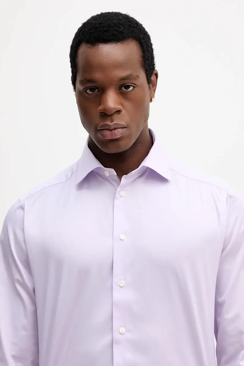 camicia in cotone uomo colore violetto 100013933 miniatura 4