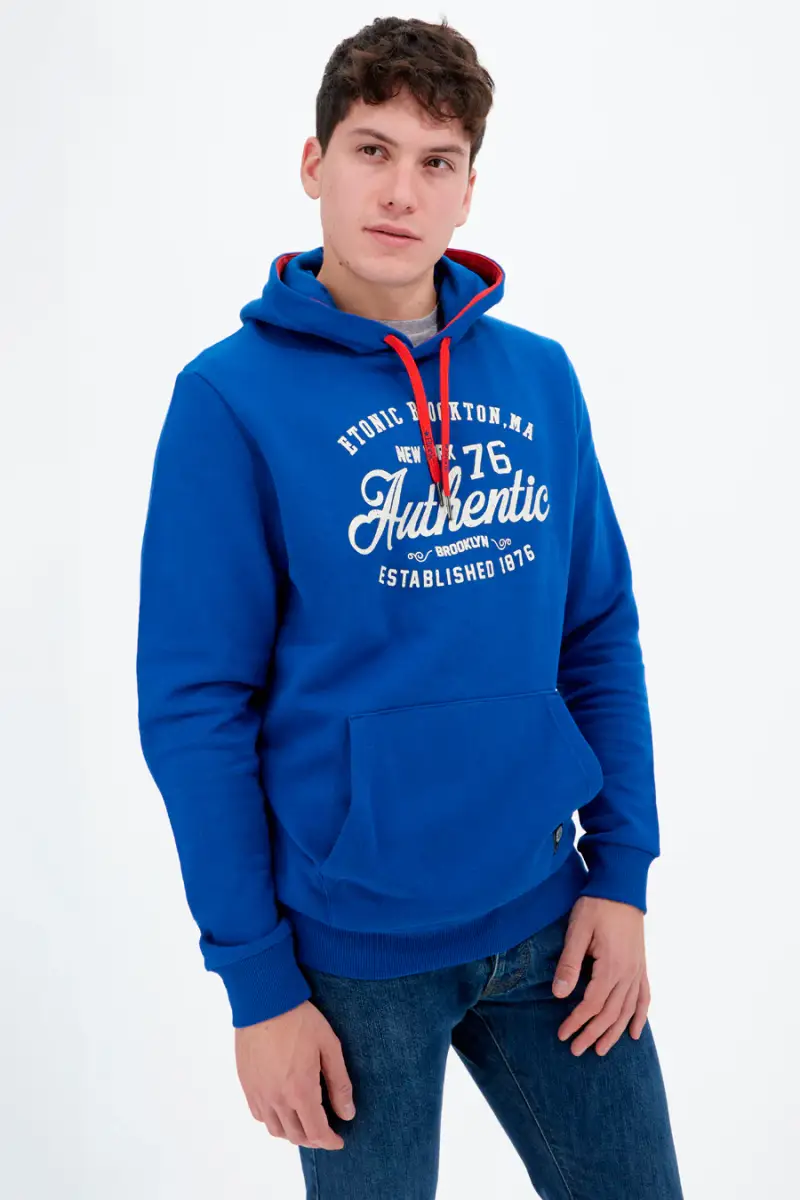 Felpa Etonic W2001 Blu elettrico con cappuccio [BLUE] miniatura 2