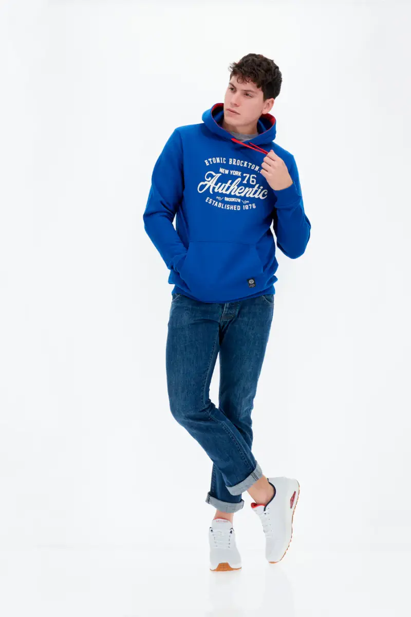 Felpa Etonic W2001 Blu elettrico con cappuccio [BLUE] miniatura 4