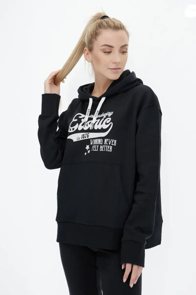 Felpa Etonic W2004 Nera oversize con tasca a marsupio [MOONLESS]