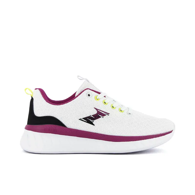 Sneakers running da donna bianche e fucsia in tessuto