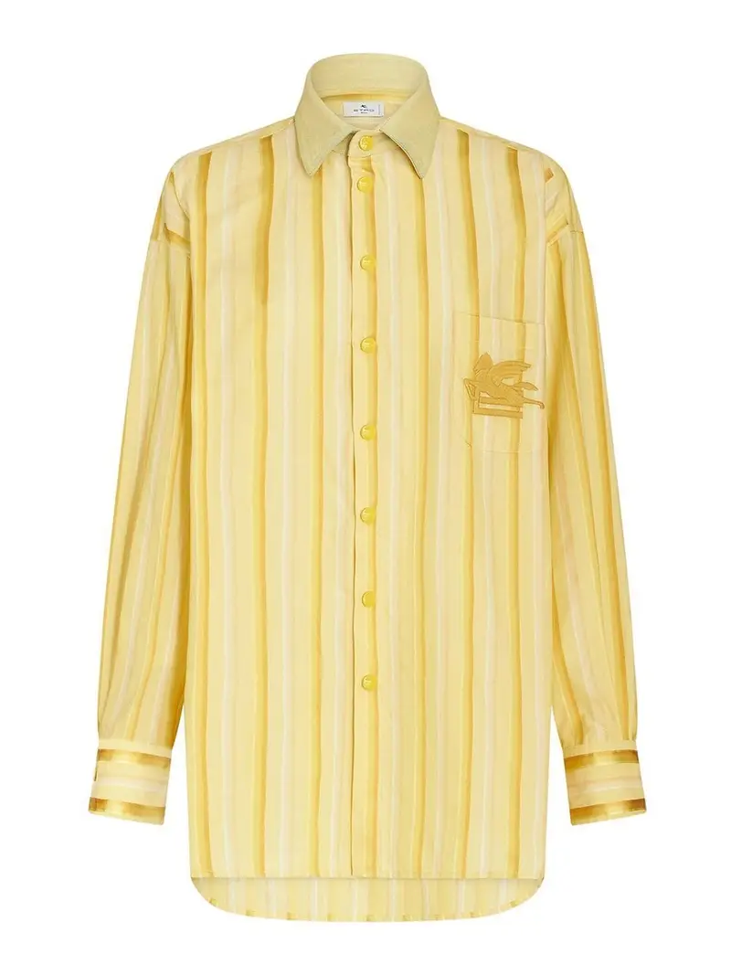 Abito camicia a righe Giallo