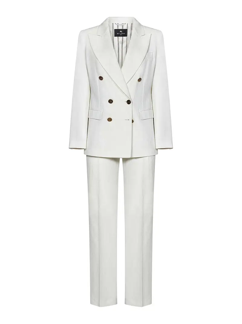 Abito In Tessuto Fiammato Bianco