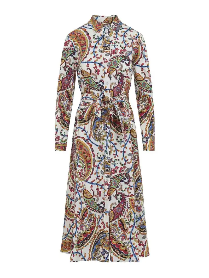 Abito midi con cintura Multicolore