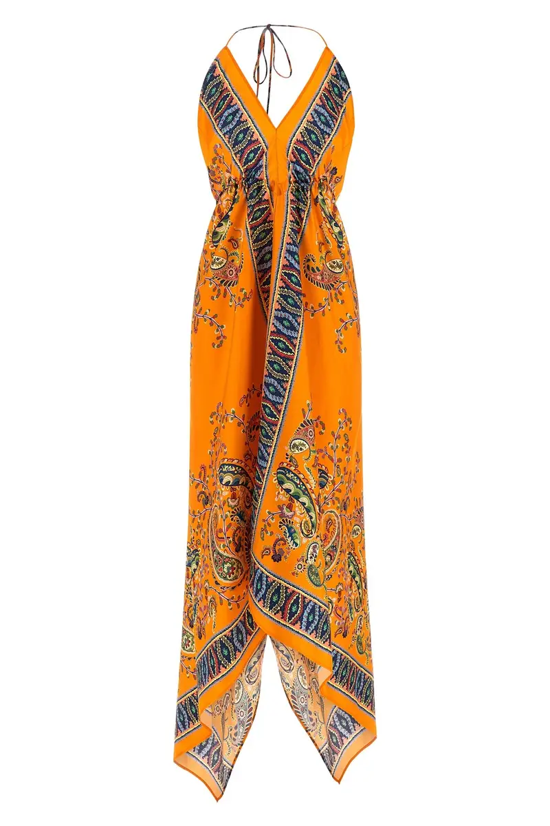 Abito Paisley Floreale Arancione