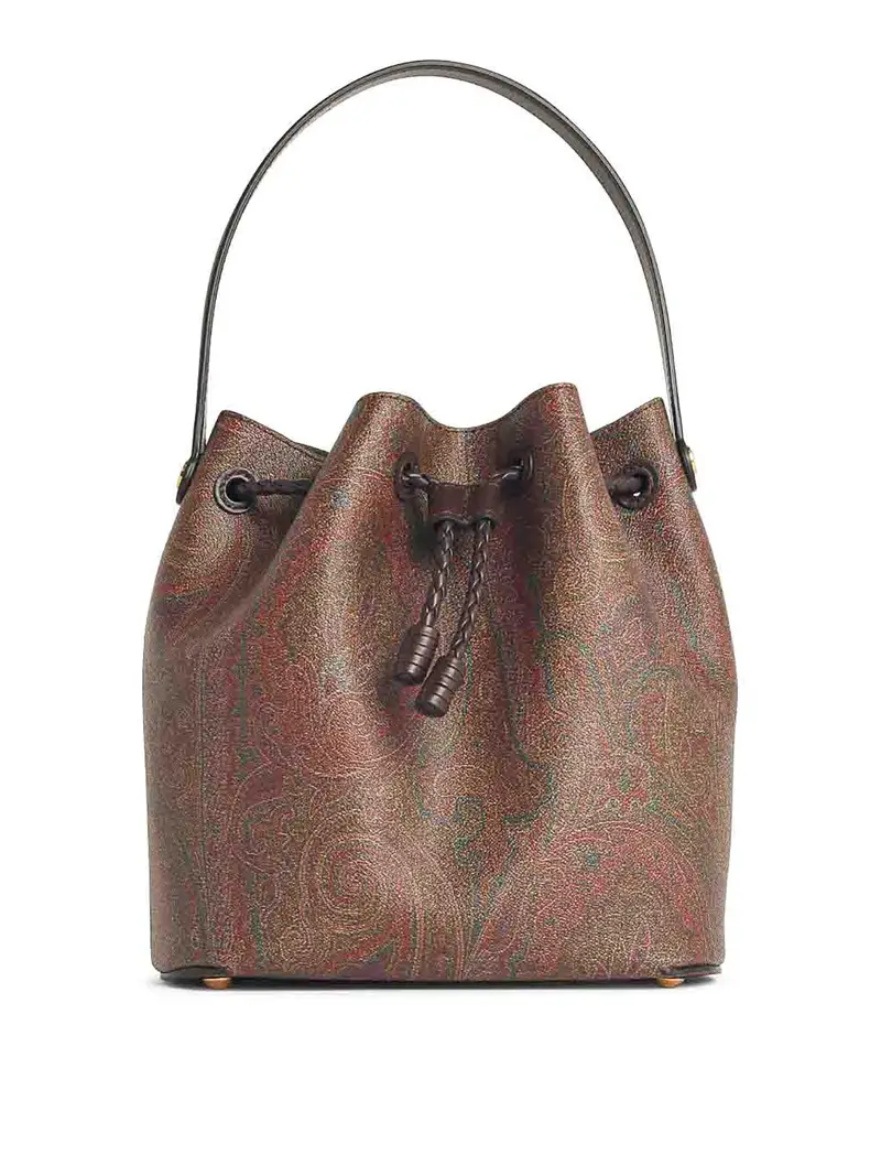 Borsa A Secchiello Arnica In Misto Cotone Marrone