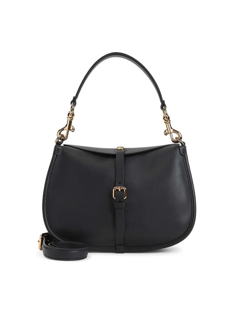 Borsa a traversa in pelle hobo Nero