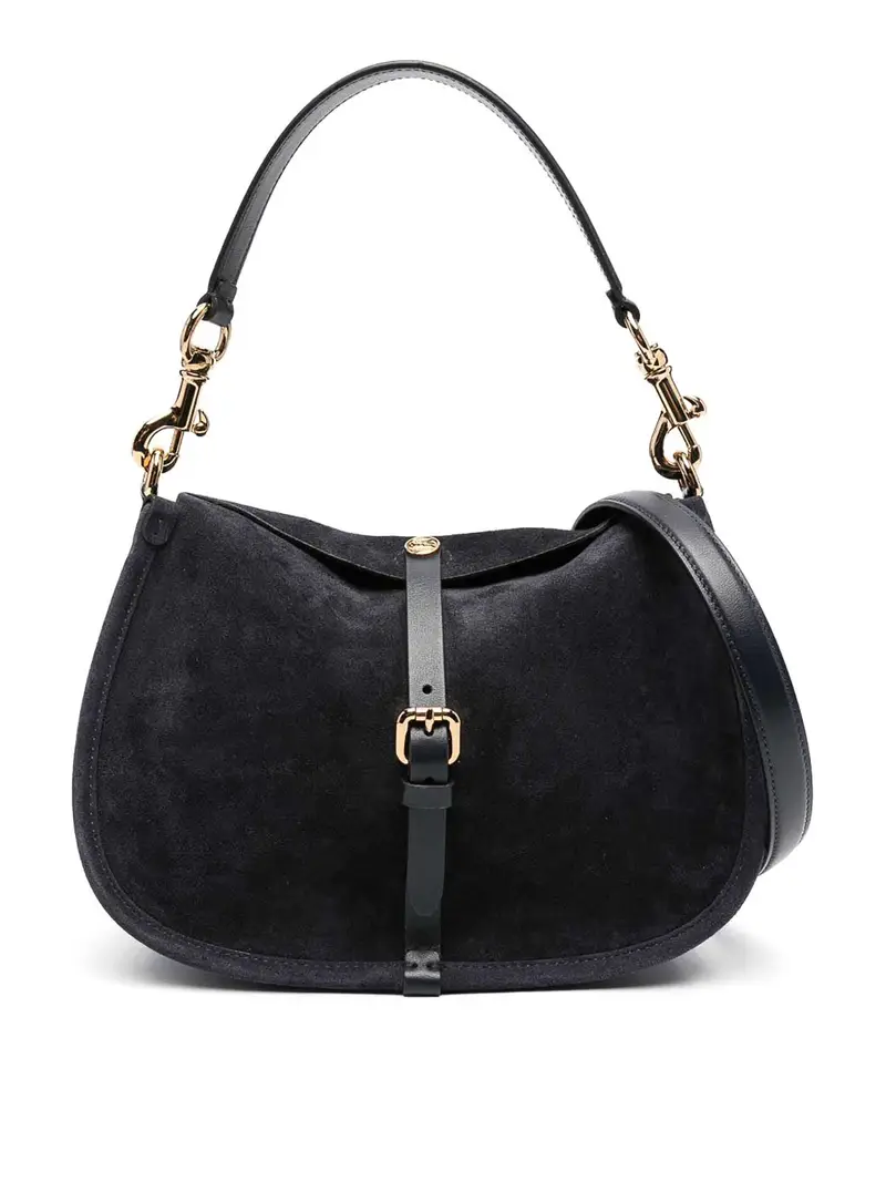 Borsa media in camoscio cavallino Blu