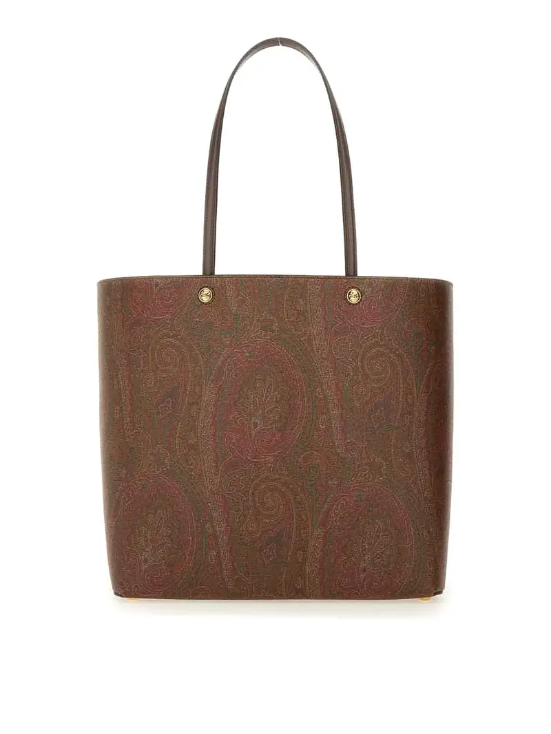Borsa Shopping con motivo Paisley Marrone