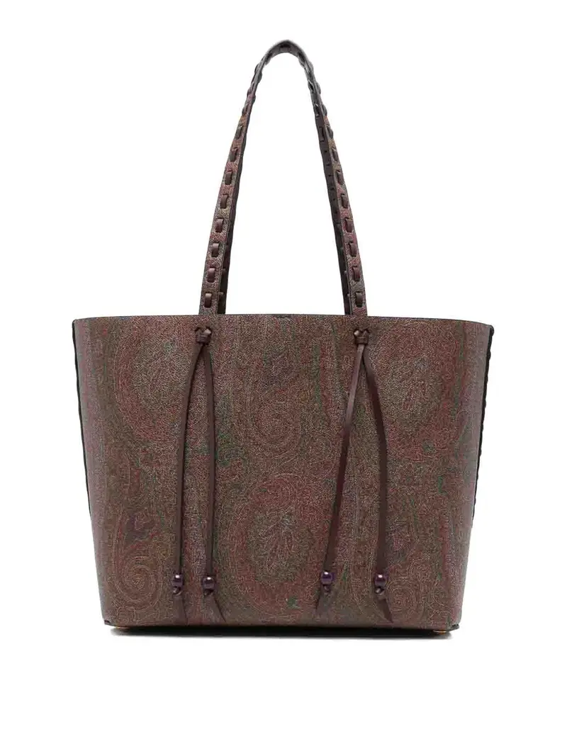 Borsa Shopping in jacquard con motivo Paisley Marrone