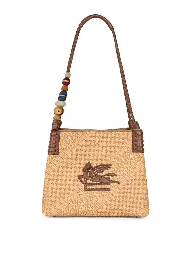 Borsa shopping piccola in rafia Libra Color Carne E Neutri