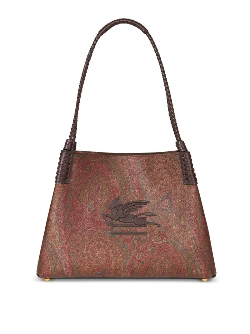 Borsa tote piccola in pelle Libra Paisley Marrone