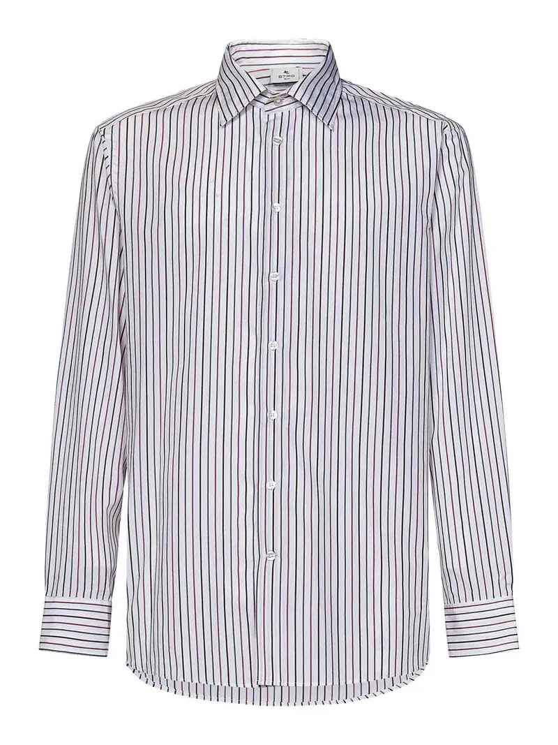 Camicia a maniche lunghe in cotone bianco