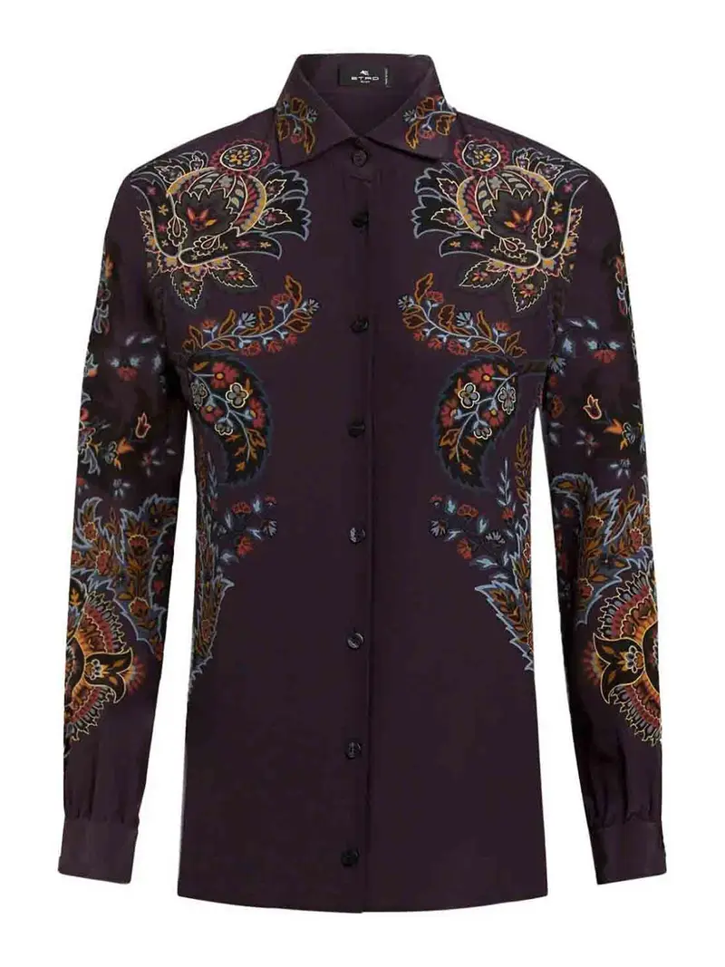 Camicia con stampa Paisley Nero