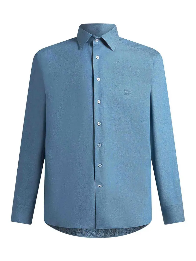 Camicia di cotone azzurro Blu