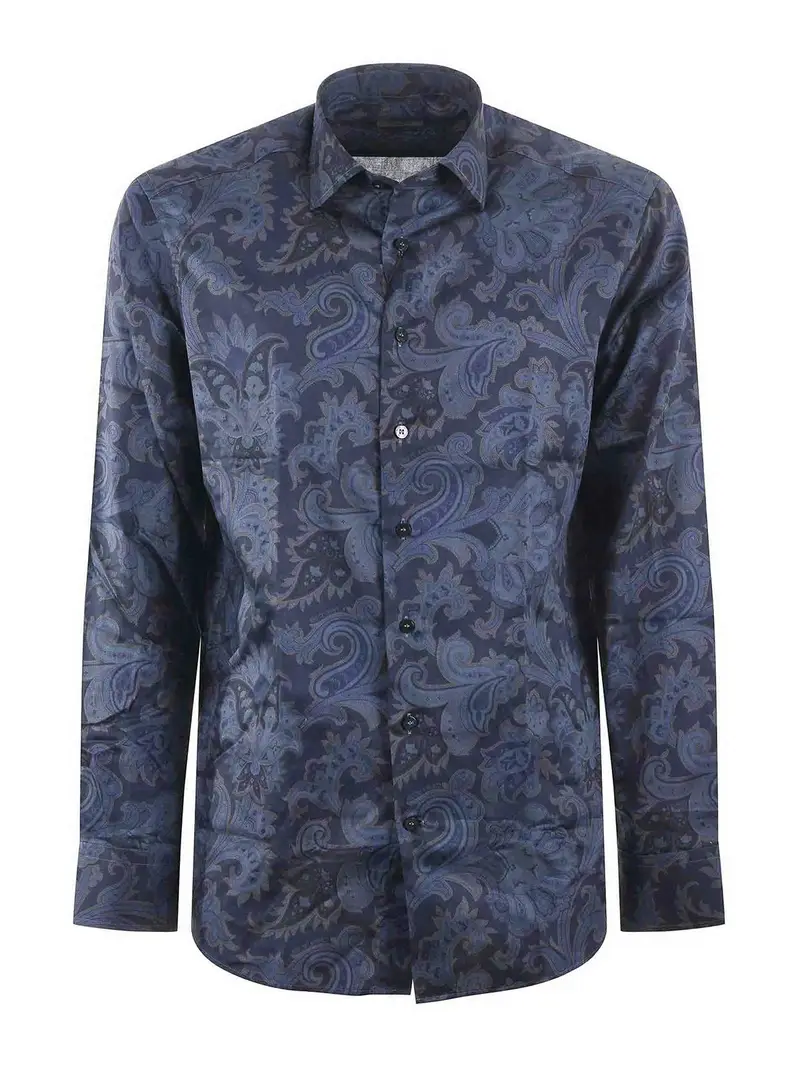 Camicia in cotone jacquard Blu