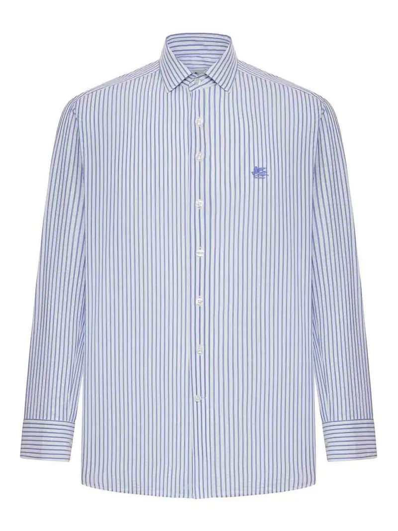 Camicia in cotone seersucker a righe Multicolore