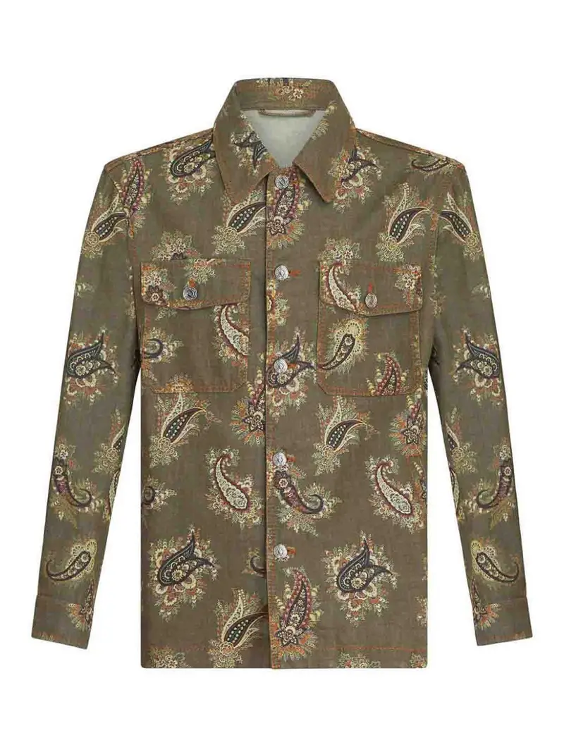 Camicia in cotone stampato Verde