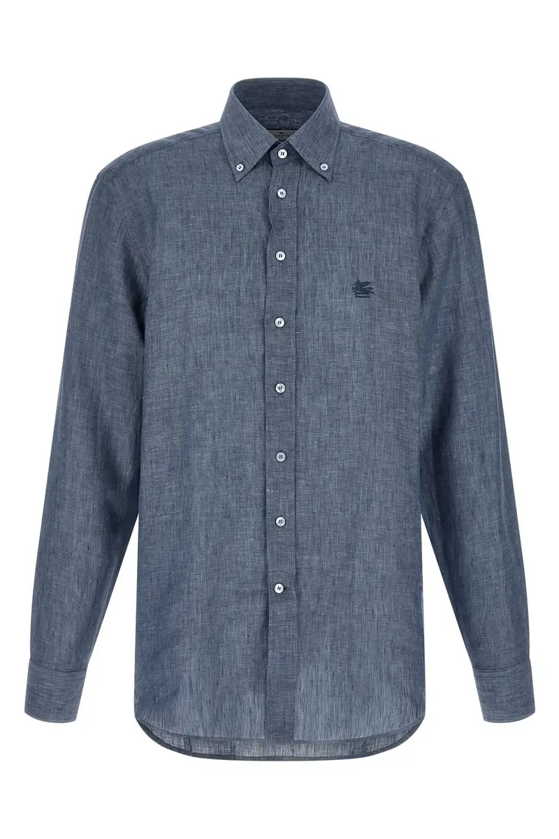 Etro Maglia Lino Blu con Ricamo