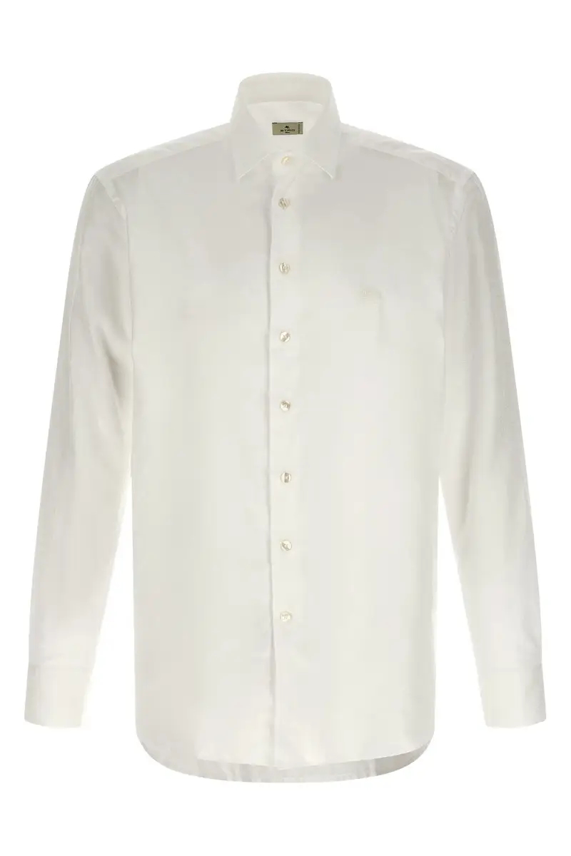 Etro Maglia Bianco in Cotone con Motivo Paisley