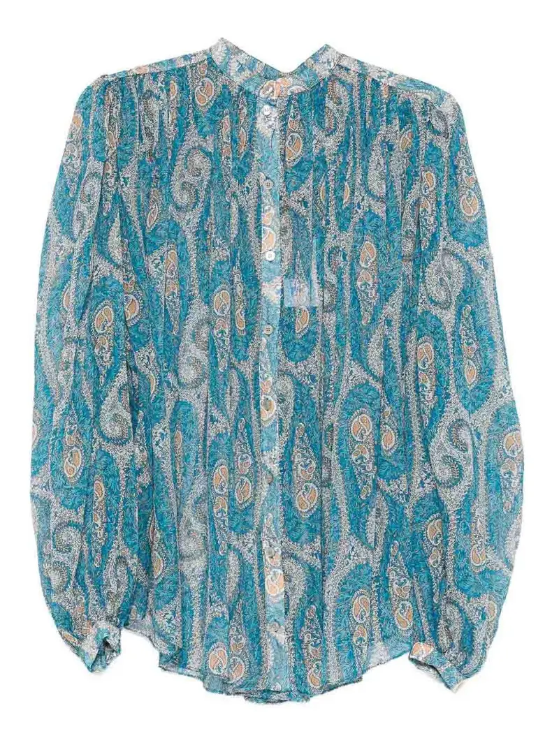 Camicia Paisley Seta Azzurro