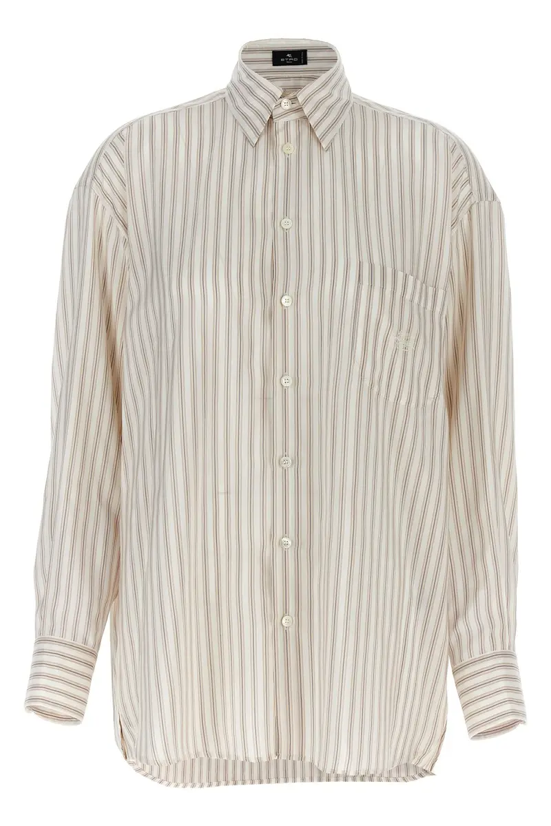 Camicia Righe Ricamo Logo Multi