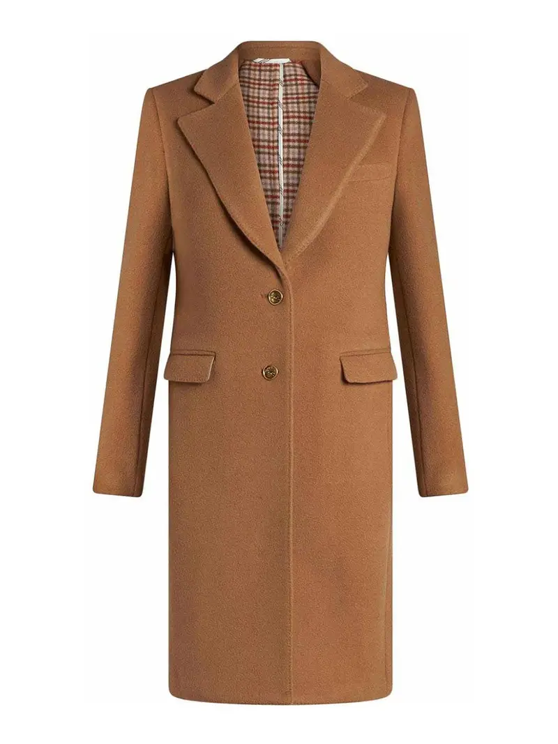 Cappotto Con Logo Inciso Cammello