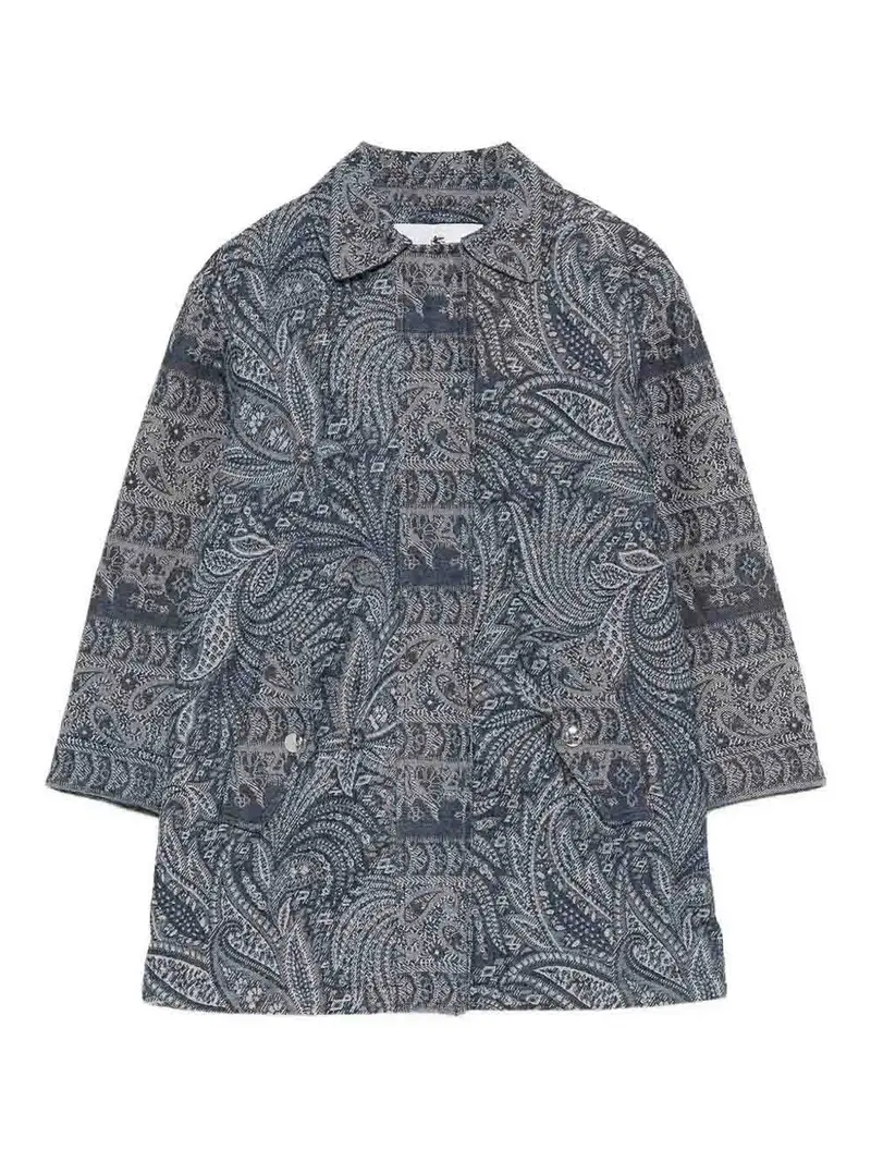 Cappotto Con Stampa Paisley Blu