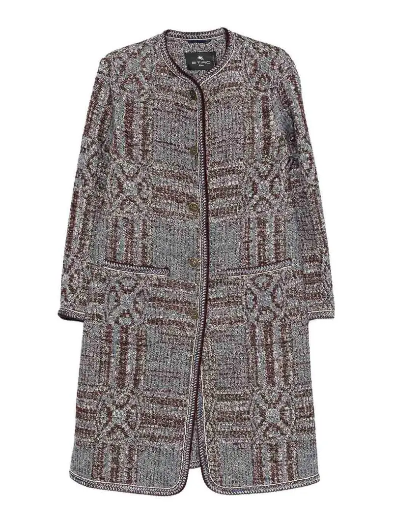 Cappotto monopetto in jacquard Blu