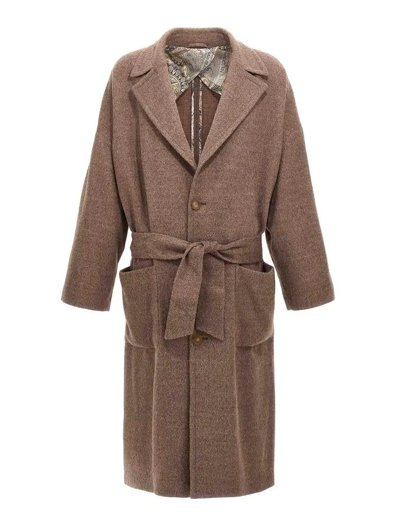 Cappotto monopetto in lana Beige