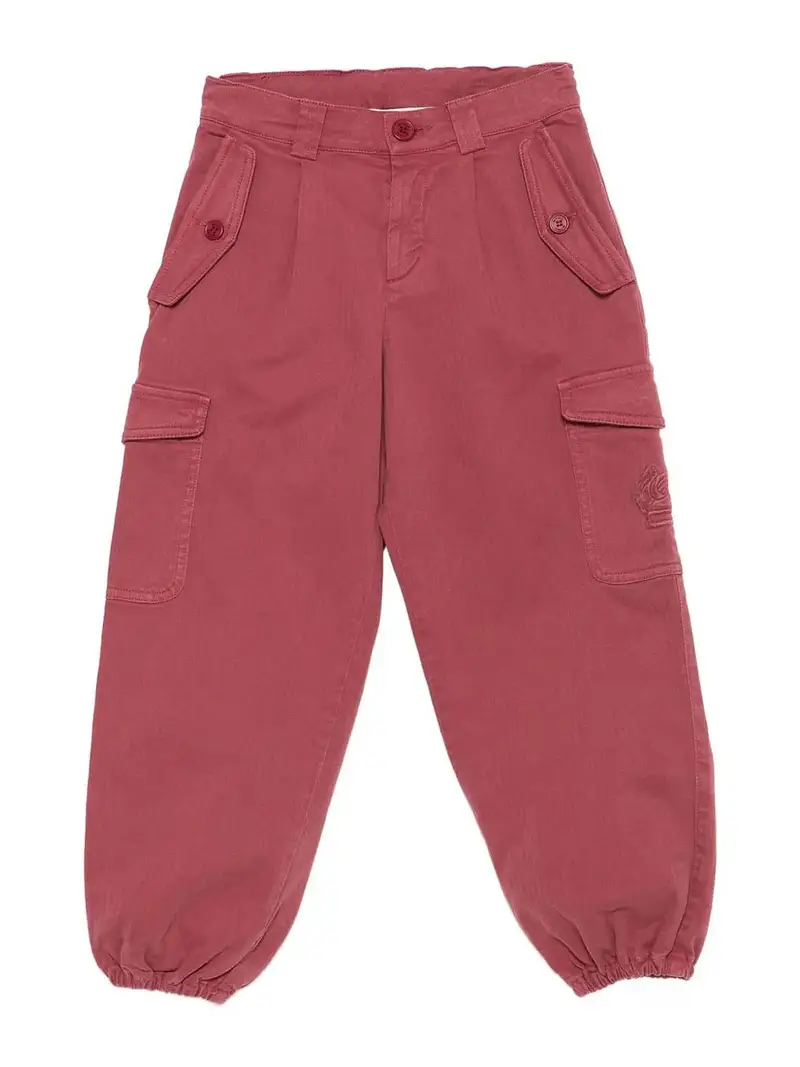 Cargo Con Ricamo Rosso Scuro