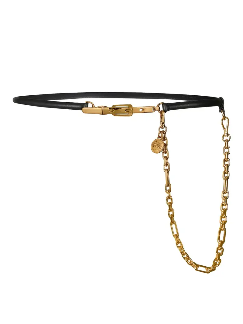 Cintura In Pelle Con Catena Nero