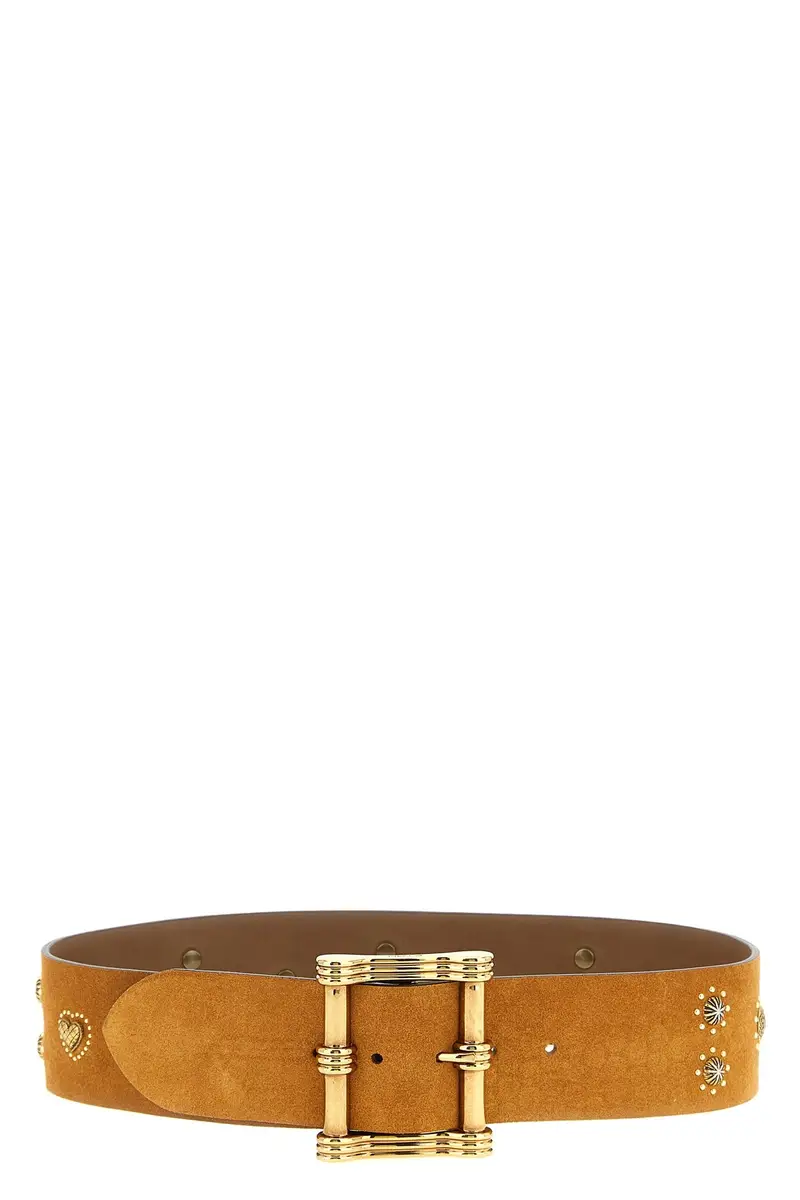 Cintura Suede Borchie Marrone