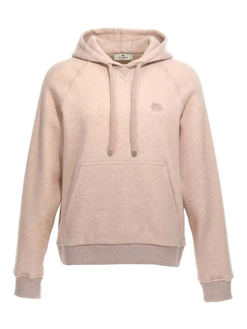 Felpa con cappuccio in lana con ricamo logo Beige