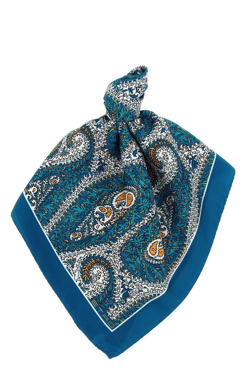 Foulard Seta Paisley Blu