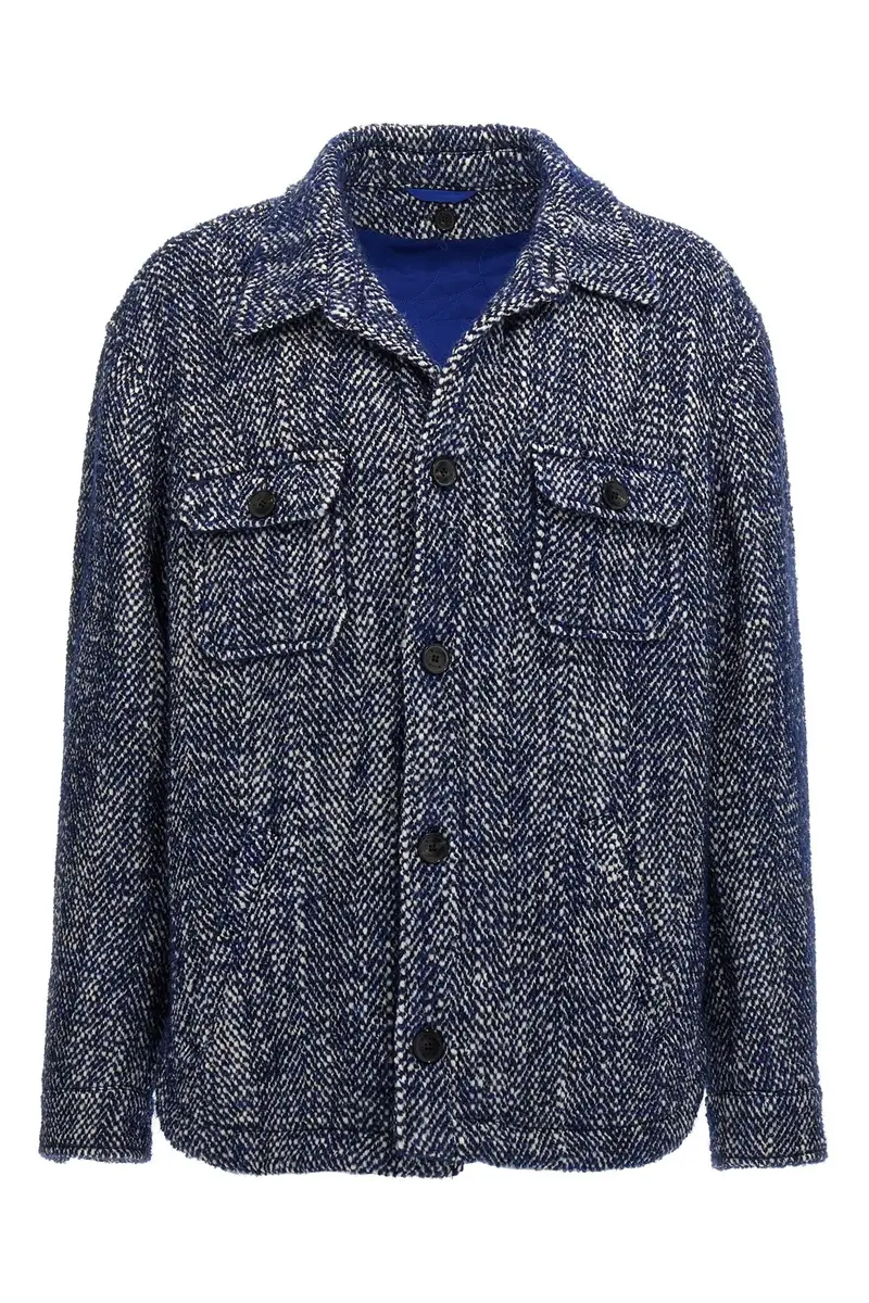 Giacca Lana Chevron Blu