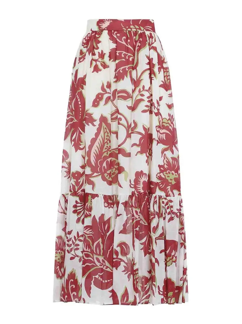 Gonna lunga con orlo a balze Multicolore